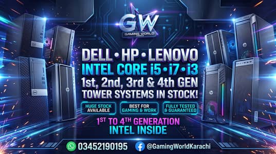 DELL HP LENOVO INTEL Core I5 I7 I3 4TH 3RD 2ND 1ST GEN TOWER SYSTEM