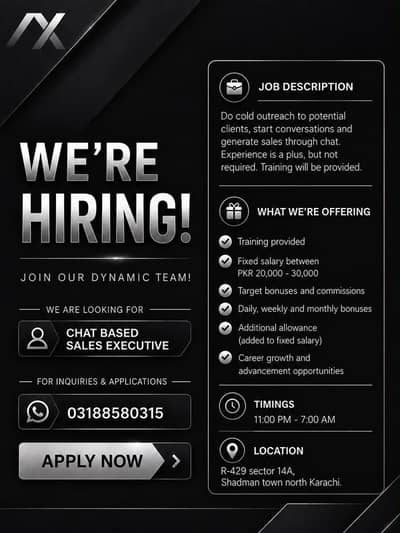 We are hiring Chat Based Sales Executives (BOYS ONLY)