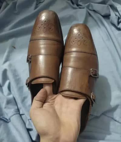 Double monk strap leather shoes for men 43/44