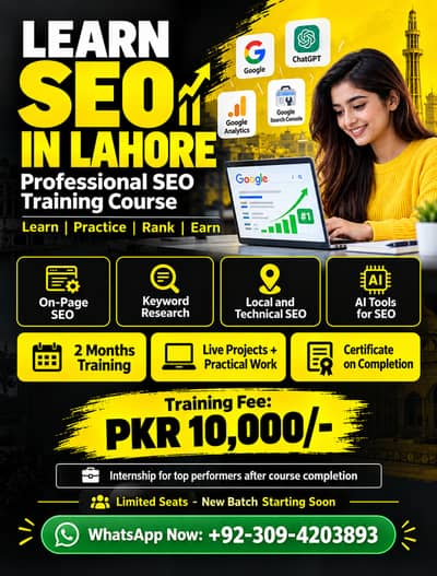 Learn SEO in 2 Months + Paid Internship | Lahore