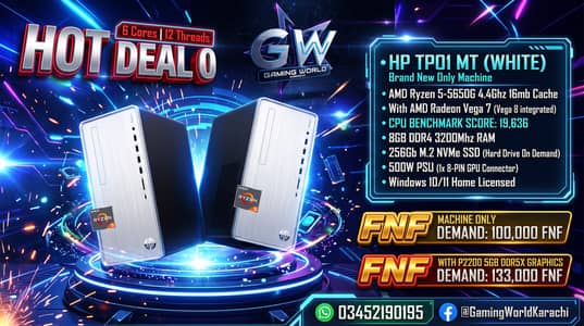 New HP TP 01 / 285 Pro G8 MT Gaming Pc AMD Ryzen 5600G Deals 500W PSU