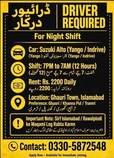 NEED DRiVER FOR INDRIVE OR YANGO