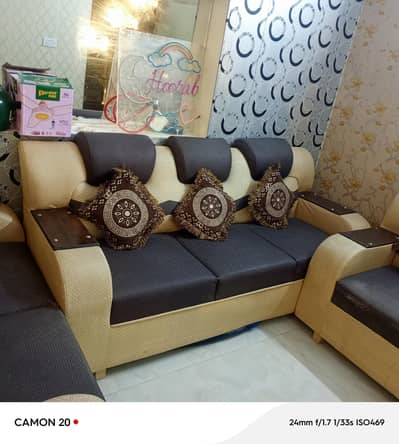 6 Seater Sofa Set for Sale | Cream & Brown | Serious Buyers Only