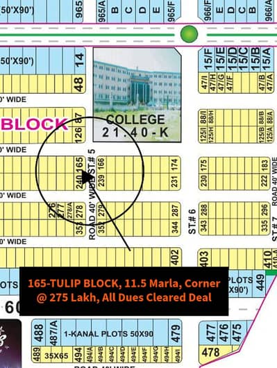 11.5 Marla Corner Plot for Sale in Tulip Block, Bahria Town Lahore | Prime Location | Excellent Investment Opportunity