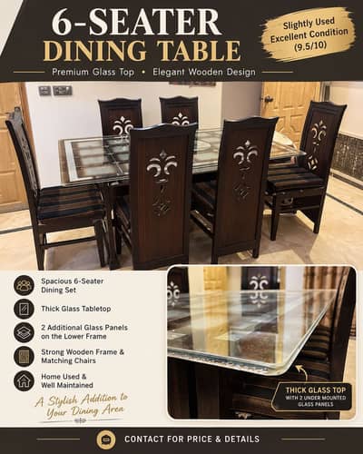 6 Seater Dining Table – Excellent Condition