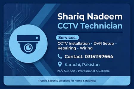 Karachi CCTV technician - camera installation repair DVR service