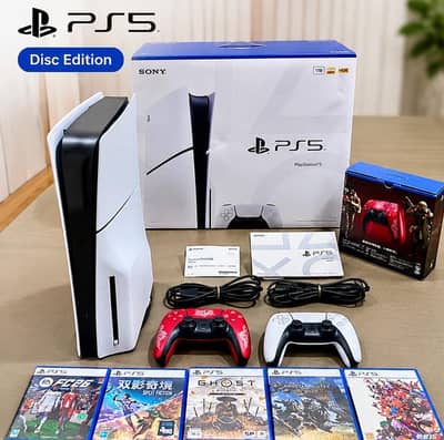 PS5 Slim Disc Version 1TB with extra controller and 5 games