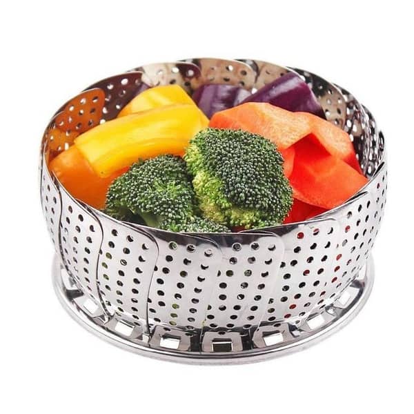 T  Stainless Steel Folding Steamer, Fruits / vegetables Basket Steamed Food Rack, Steamer Insert for Instant Pots , Chicken and Dumplings, Steamer Serving Bowl, Folding Steaming Basket, Collapsible Baskets for Cooking Food, Expandable, 1 Pc