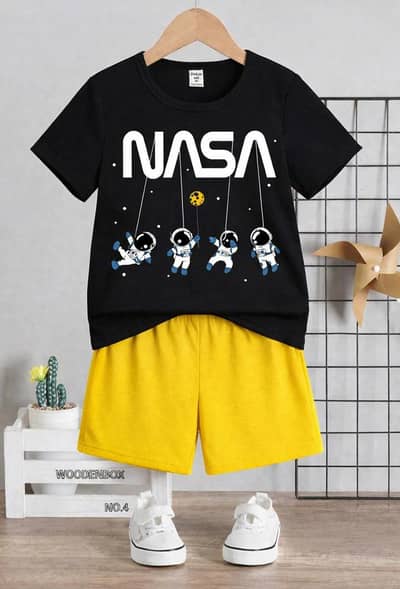 Kids NASA Space Tracksuit Black Yellow 1-12Y
