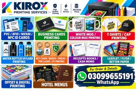 PRINTING (PVC,RFID,MIFARE,NFC,BOTTLE,PEN,LASER), INKJET,LASER