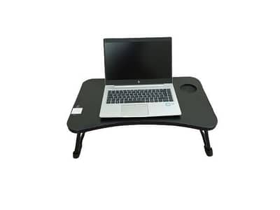 Wooden Foldable Table With Cup & Tablet Holders | Multi-Purpose