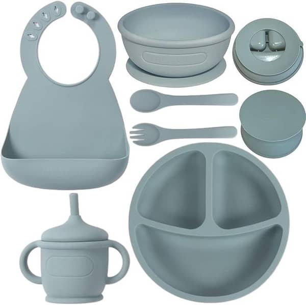 T  6 PCS Baby Meal Set Silicone Set Childrens Meal Training Set Cutlery