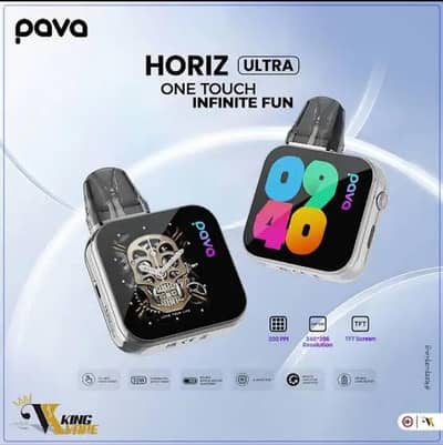 NEW PAVA HORIZ ULTRA TOUCH SCREEN DISPLAY POD & VAPE  FLAVOR AVAILABLE