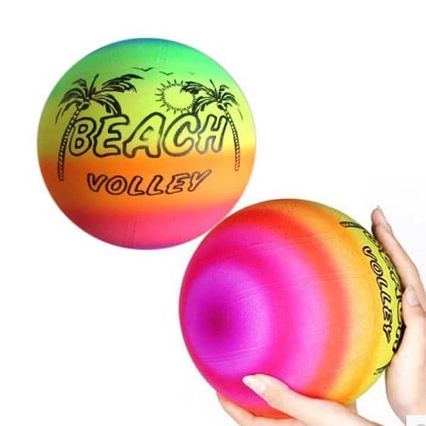 T   Ball Inflatable Pool Swim Rubber Rainbow Beach Volleyball Garden Game Net Baby Kids Toy