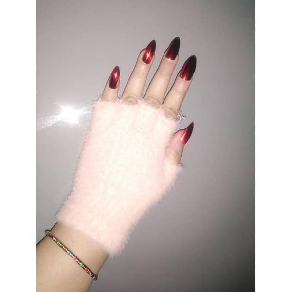 T   Autumn And Winter Women's Knitted Half Finger Gloves Girls Warm Fingerless Knitted Gloves pink