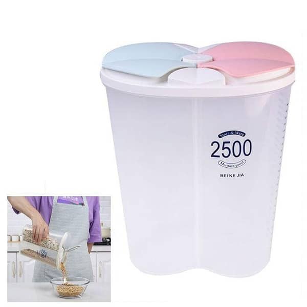 T  2500ml 2 Portions Food Grains and Dry Fruits Plastic Storage Container