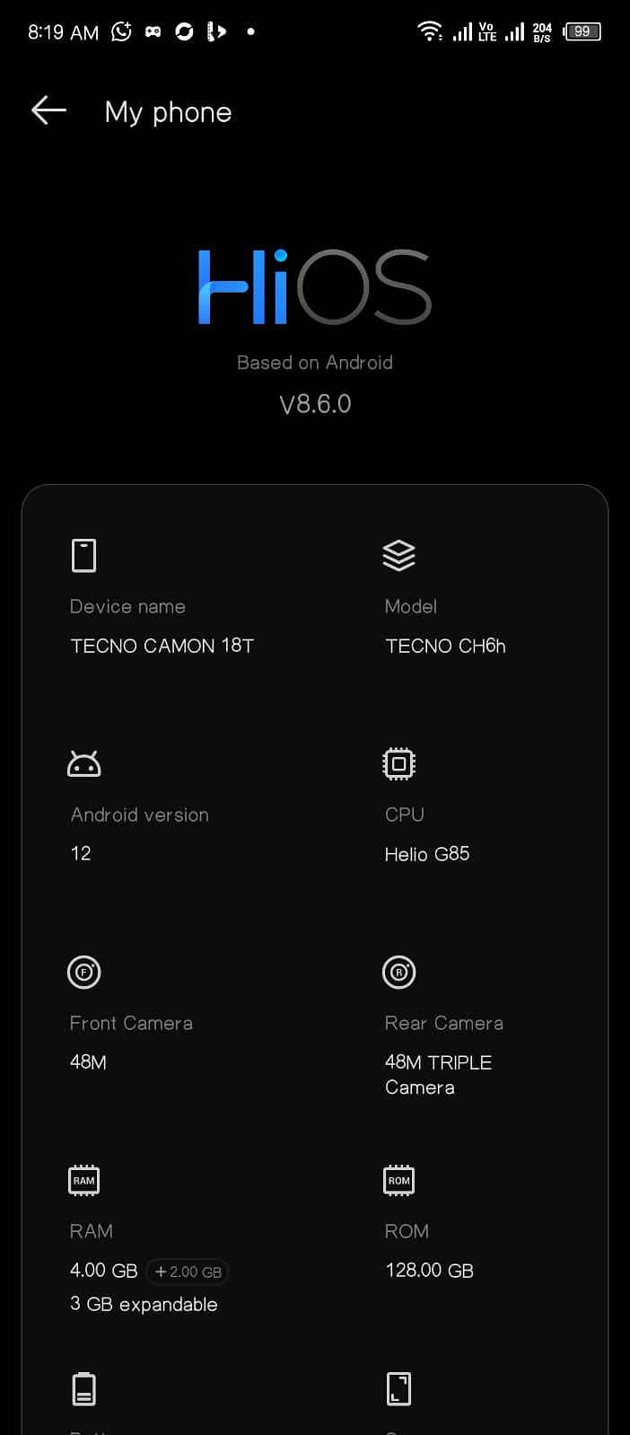 Tecno Camon 18t 5
