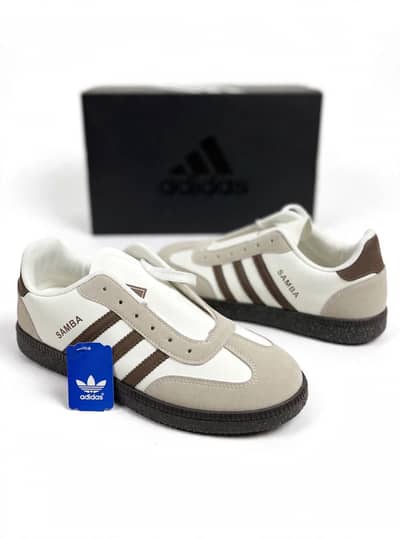 Men's Brown Samba Sneakers - Blue & Brown Stripes - Premium Quality
