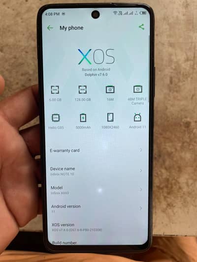 Infinix Note 10 6Gb Ram 128Gb memory box sat ha