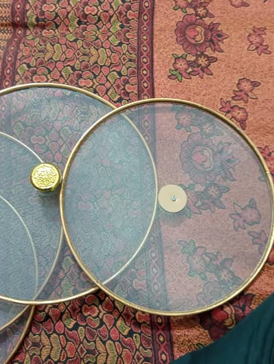 4 Pcs Golden Food Cover Jaali Set - Brand New