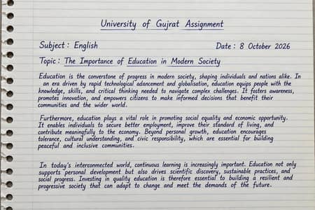 Handwritten assignment series Gujrat university student