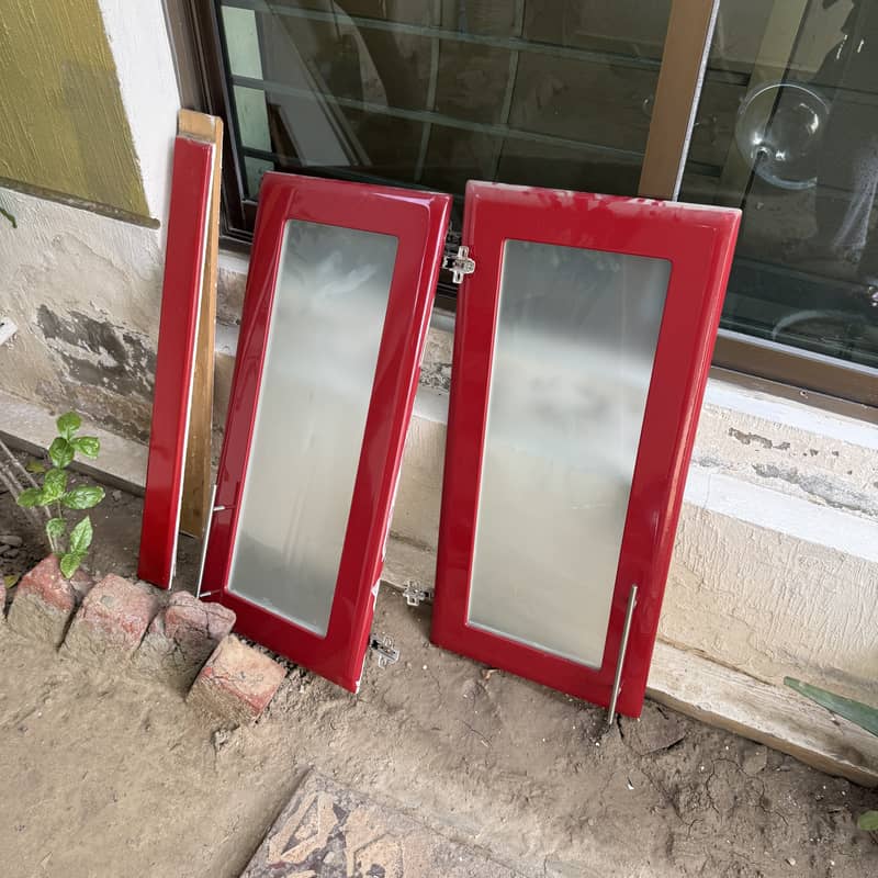 11 Aluminum Window Panels with Glass + Kitchen Cabinets - Marble Slab ...