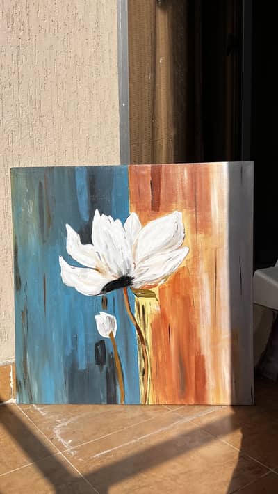 Original Lotus Flower Acrylic Painting – 24 × 24 Inches