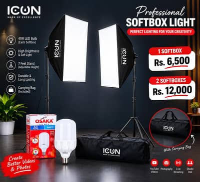 Studio Softbox Lighting Kit with Stand & 41W Osaka Bulb