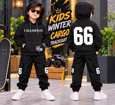 Kids Winter Hoodie & Cargo Trouser Suit – Premium Fleece