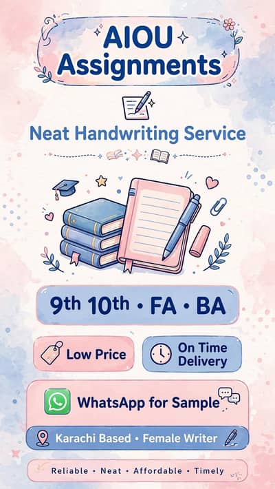 AIOU Assignments Handwritten - 9th 10th FA BA - Neat Writing Karachi