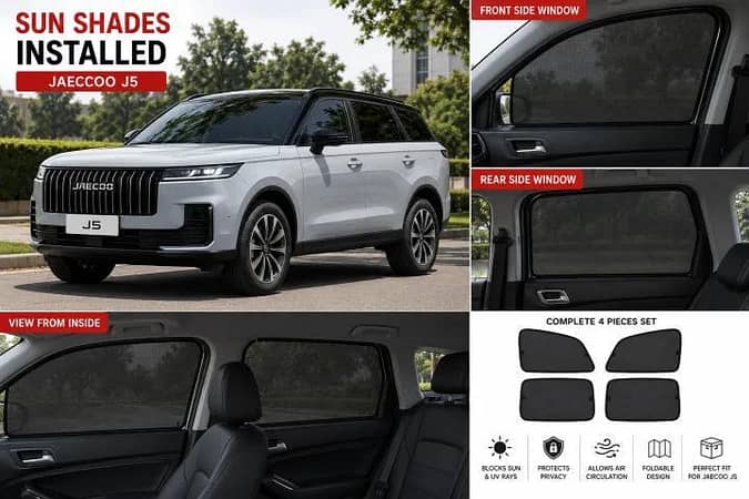 Jaecoo J5 Custom Fit Foldable Sun Shades 4 Pcs | UV & Heat Protection | Side Window Mesh Shades