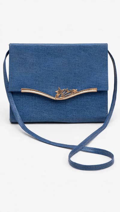 Blue Party Clutch with Golden Stars - Urgent Sale