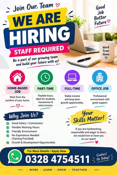 part time full time office work home based work available