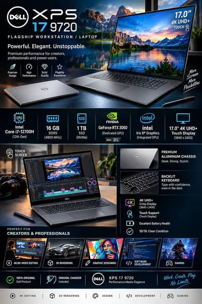 Dell XPS 17 9720 – Premium Flagship Laptop with 4K Touch Display