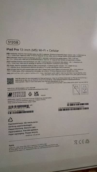 APPLE iPAD PRO M5 13” 512GB SILVER 0 CYCLE BRAND NEW BOXPACK SYSTEM
