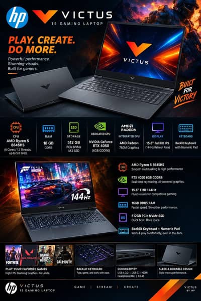HP Victus 15 Gaming Laptop – Ryzen 5 | RTX 4050 6GB