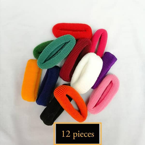 Big Size 12 Hair Pony Ties for Girls – Multicolor