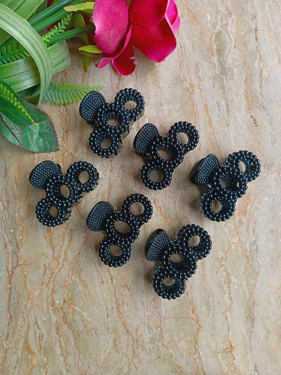 Black plastic hair clip catcher, set of 6 (3-inch) for babies, girls, and women