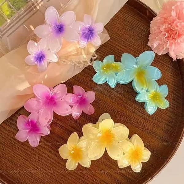 Medium Candy Colors Large Flower Hair Clip for Women - Shark Clip Claw Style