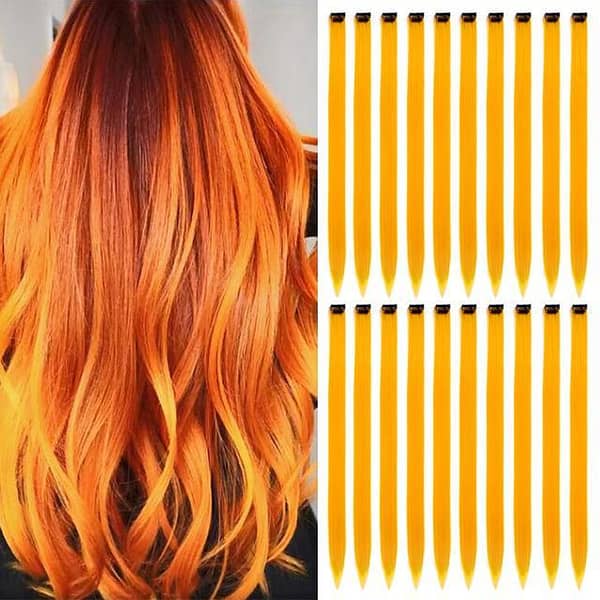 Pack of 6 Red Long Straight Hair Clip Extensions for Girls and Women