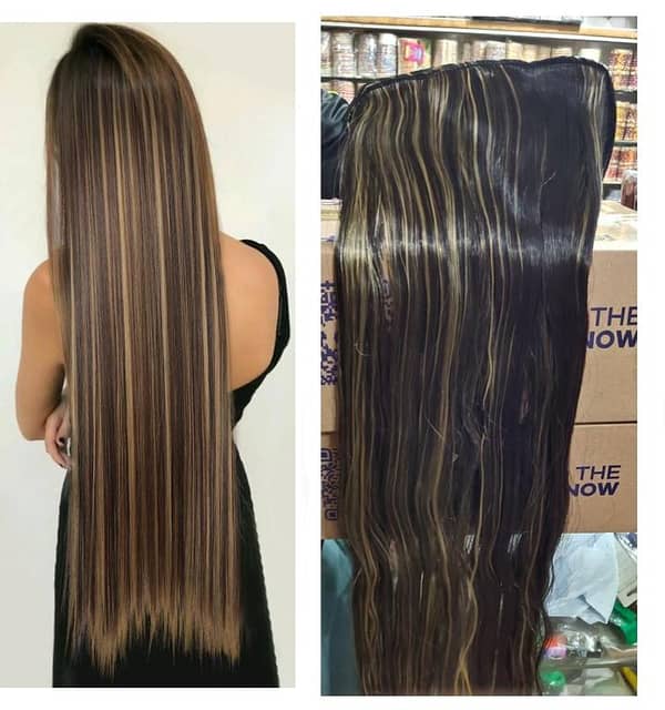 Hair Extension Brown: Golden and Black, 27-Inch Straight