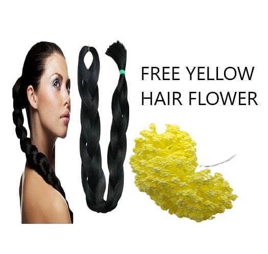 Gutt Style Synthetic Hair Extension in Natural Hair Color for Mayun and Mahandi (Includes Free Yellow Hair Flower)