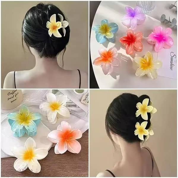 Large Flower Hair Claw Clips for Thick or Thin Hair – Hawaiian Frangipani Design