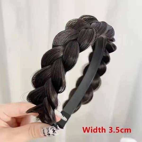 Lazy Wig Twist Headbands for Women – Wide Fishbone Braids Hairbands, Handmade Retro Head Hoop
