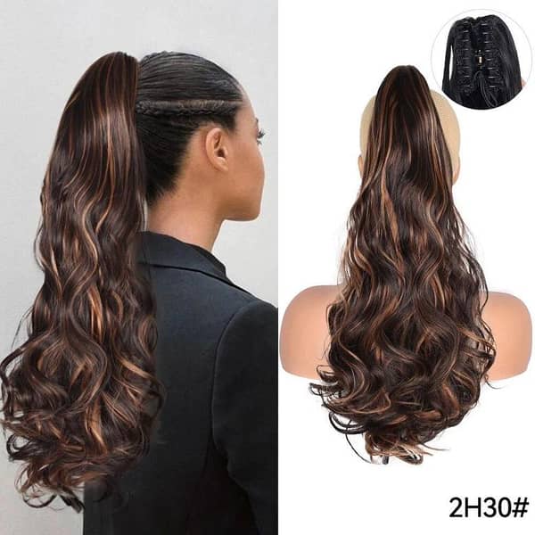 Synthetic 22-inch Wavy Claw Clip-On Ponytail Hair Extension for Women