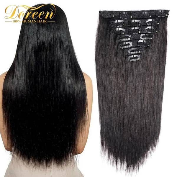 New 15-Clip 7-Piece Long Hair Extensions for Women and Girls – Natural Color
