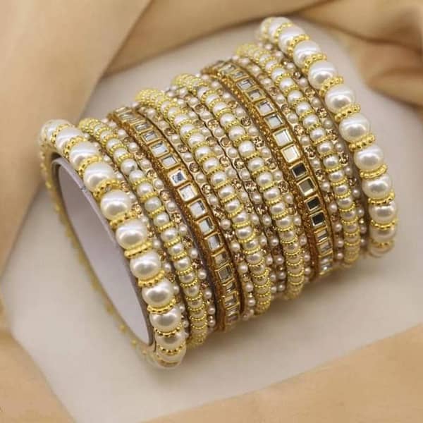 Pearl Kundan Bangle Set for Women and Girls