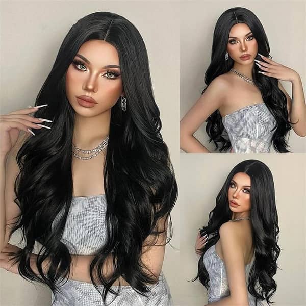 New Full Head Imported Wig for Women — Natural Hair Color with Free Hair Flower