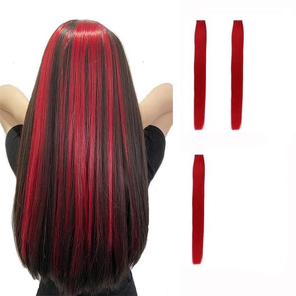 Pack of 3 Maroon Highlights Hair Strips for Girls and Women