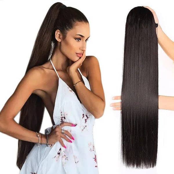 Long Straight Synthetic Drawstring Ponytail Extension for Women